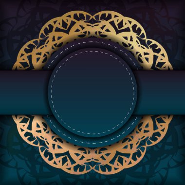 Markanız için klasik altın desenli mavi gradyan broşür..