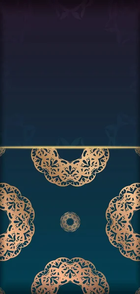 Брошюра Серо Голубого Цвета Винтажным Золотом Подготовленная Печати — стоковый вектор