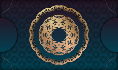 Lüks altın süslemeleri ve logonuz için yeri olan mavi gradyan sancağınız.