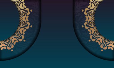 Klasik altın desenli ve metninizin altına yerleştirilmiş mavi arkaplan