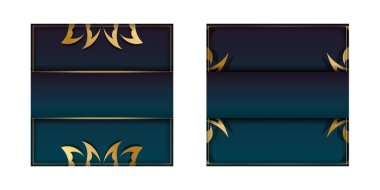 Tasarımınız için lüks altın desenli gradyan mavi renkli tebrik uçucusu.