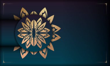 Logo veya metin için lüks altın desenli mavi eğimli arkaplan