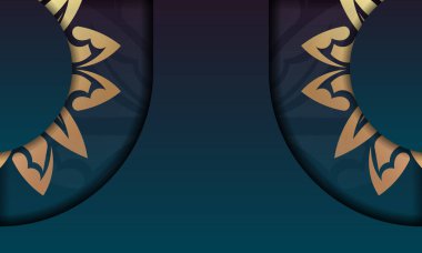 Soyut altın desenli mavi gradyan arkaplan ve logo veya metin altında