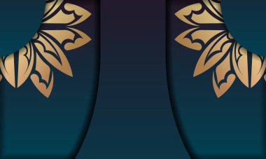 Logo veya metin için Yunanca altın desenli mavi arkaplan