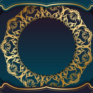 Soyut altın desenli ve logonuzun altına yerleştirilmiş mavi gradyan şablonu