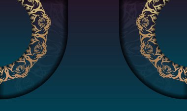 Logonuzun altında tasarım için lüks altın süslemeli mavi gradyan şablonu