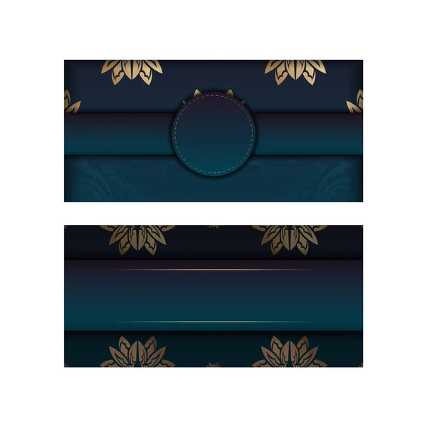 Modèle Flyer Félicitations Avec Dégradé Couleur Bleue Avec Motif Indien — Image vectorielle