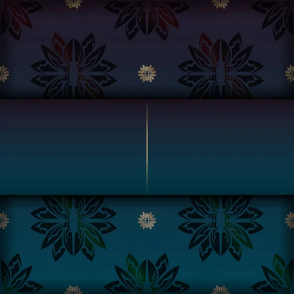 Fundo Com Gradiente Cor Azul Com Padrão Ouro Vintage Para —  Vetores de Stock