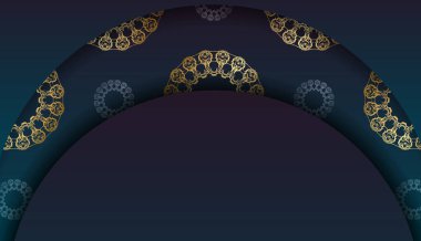 Lüks altın desenli mavi gradyan sancak ve senin metnin altında