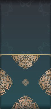 Klasik altın süslemeli yeşil kart, tipografiye hazır..