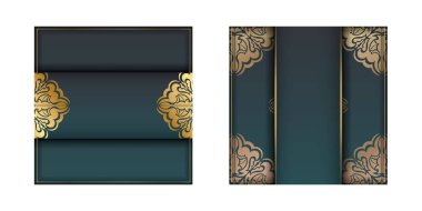 Markanız için soyut altın desenli yeşil renk gradyan kartı.