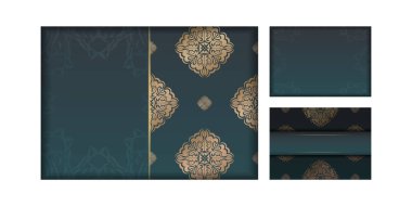 Soyut altın süslemeli yeşil kart hazır..