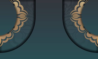 Lüks altın desenli yeşil gradyan pankart ve metin alanı