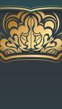 Metin altında tasarım için mandala altın desenli yeşil gradyan pankart