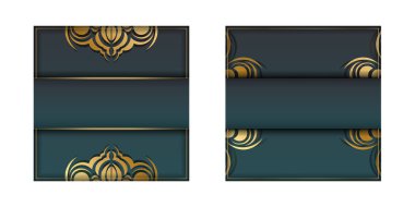 Yeşil gradyan soyut altın desenli broşür tipografi için hazırlandı.