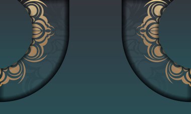 Lüks altın süslemeleri ve logo alanı olan yeşil gradyan pankartıName