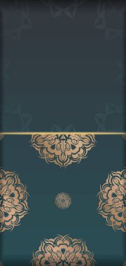 Lüks altın süslemeleri olan yeşil eğimli el ilanı basıma hazır..