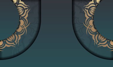 Logonuz altında tasarım için altın desenli yeşil gradyan pankart