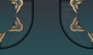 Logo veya metin tasarımı için lüks altın süslemeli yeşil gradyan pankart