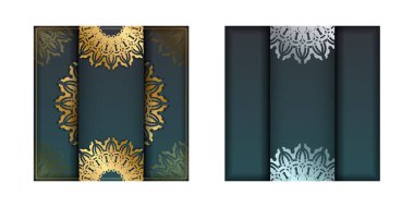 Gradyan yeşili ve klasik altın desenli broşür. Tebrikler..