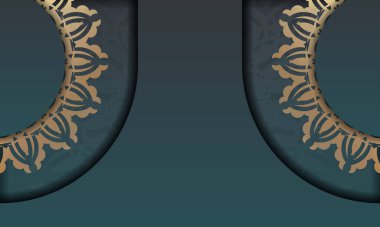 Yeşil eğimli arkaplan, lüks altın desenli ve metninizin altına yerleştirilmiş