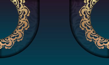 Lüks altın süslemeleri ve metin için alanı olan yeşil eğimli arkaplan