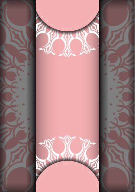 Pembe kartpostalda tipografi için hazırlanmış beyaz süsler var..