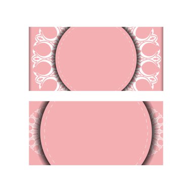 Markanız için mandala beyaz desenli pembe kart.