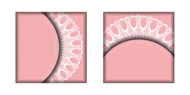 Pembe broşür ve markanız için klasik beyaz süsler..