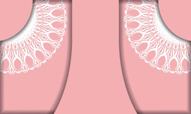 Klasik beyaz desenli pembe pankart ve logo alanı