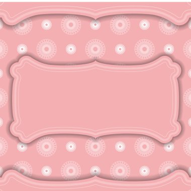 Pembe baner, lüks beyaz desenli ve logonuz için bir yer.