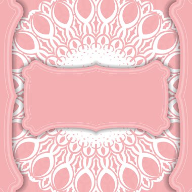 Klasik beyaz desenli pembe pankart ve logonuz için boşluk