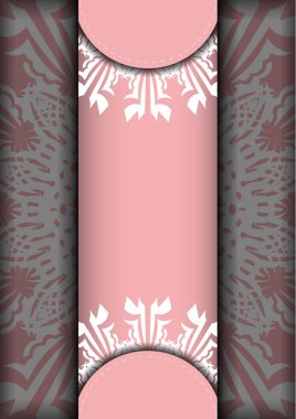 Tasarımınız için lüks beyaz desenli pembe renkli broşür.