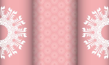 Soyut beyaz desenli pembe baner ve logonuz için bir yer.