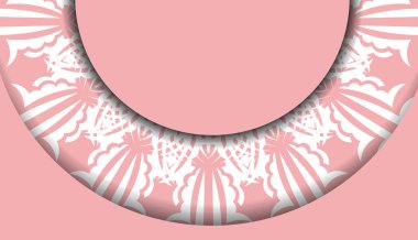 Yunan beyaz desenli pembe pankart ve logo veya metin için yer