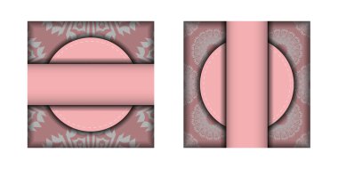 Pembe tebrik kartı ve basılmaya hazır beyaz süs..