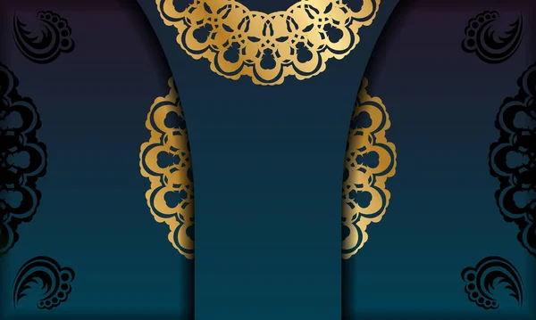 Зеленый Градиентный Фон Винтажным Золотым Орнаментом Дизайна Вашим Логотипом — стоковый вектор