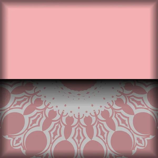 Roze Kaart Met Een Luxe Wit Ornament Voor Felicitaties — Stockvector