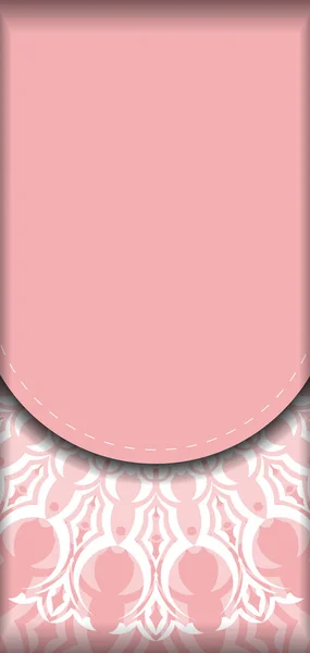 Καρτ Ποστάλ Ροζ Χρώμα Μανδάλα Λευκό Μοτίβο Για Συγχαρητήριά Σας — Διανυσματικό Αρχείο