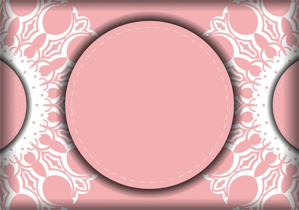 Carte Couleur Rose Avec Motif Mandala Blanc Pour Votre Conception — Image vectorielle