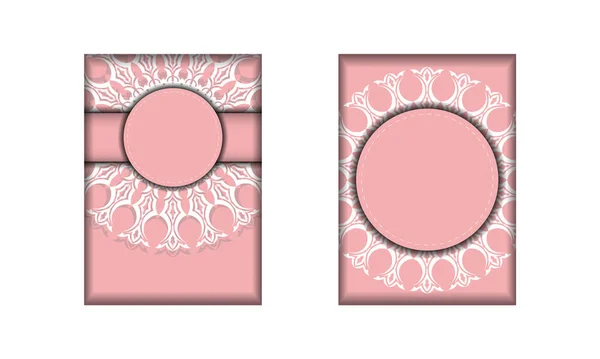 Carte Couleur Rose Avec Ornement Blanc Abstrait Pour Votre Marque — Image vectorielle