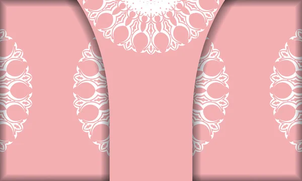 Rosa Banner Med Hvitt Årgangsmønster Utforming Teksten Din – stockvektor