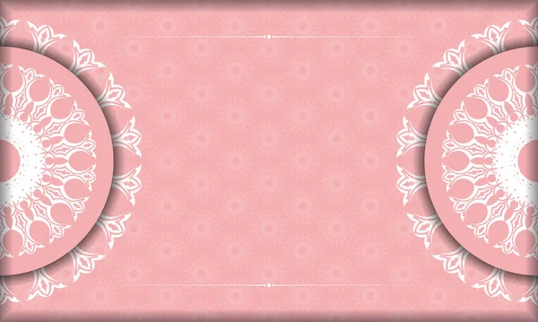 Banner Rosa Con Lujoso Adorno Blanco Para Diseño Debajo Texto — Vector de stock