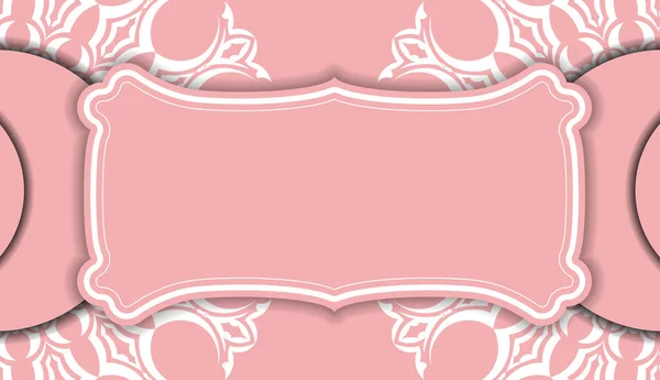 Розовый Баннер Абстрактным Белым Рисунком Местом Текста — стоковый вектор