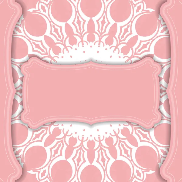 Banner Rosa Con Lujoso Patrón Blanco Para Diseño Debajo Del — Vector de stock