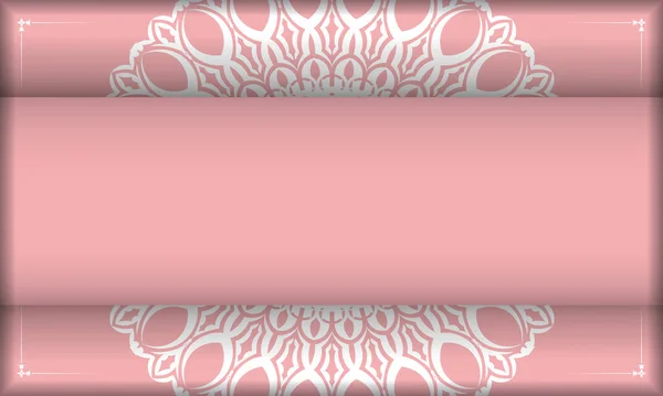 Baner Rosa Com Ornamento Branco Grego Para Design Sob Texto — Vetor de Stock