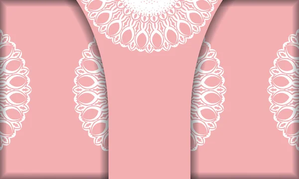 Розовый Баннер Старым Белым Узором Логотипом — стоковый вектор