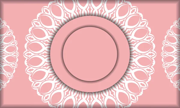 Baner Ροζ Mandala Λευκό Μοτίβο Και Μια Θέση Κάτω Από — Διανυσματικό Αρχείο