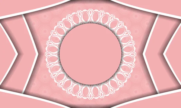 Baner Rose Avec Ornement Blanc Mandala Une Place Sous Logo — Image vectorielle