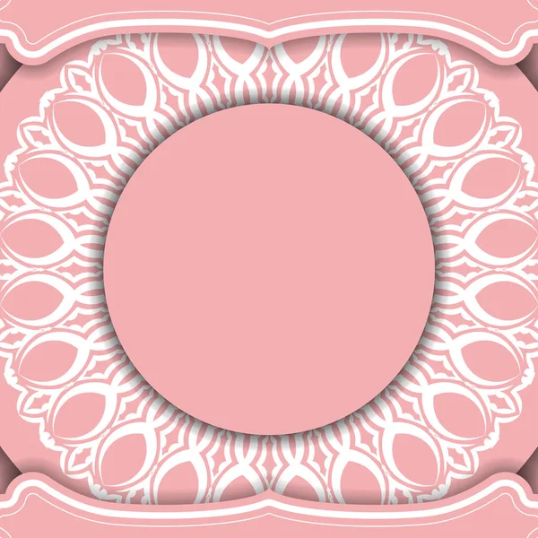 Bandiera Rosa Con Ornamento Greco Bianco Design Del Logo — Vettoriale Stock